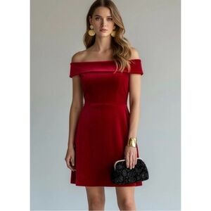 Karen Millen Bandeau Red Velvet Cocktail Dress Size 6 Corset Event Party Formal